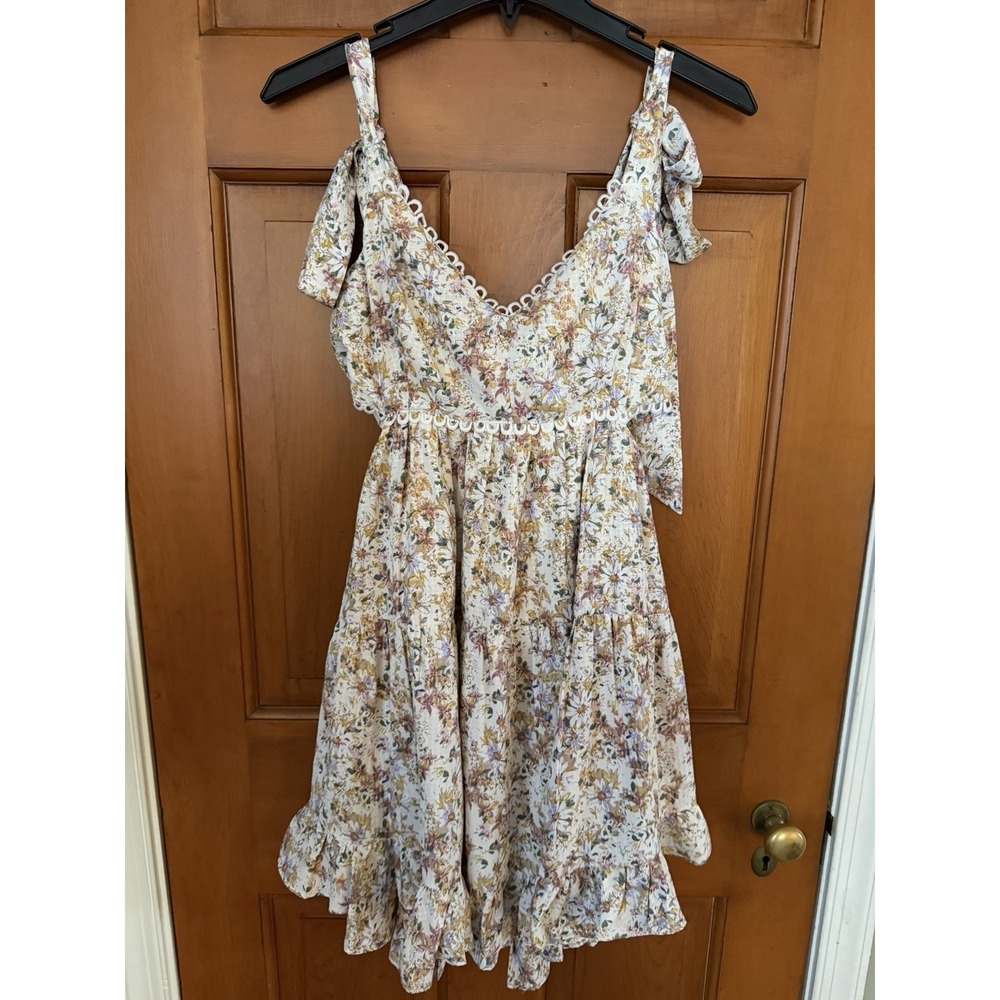 Women's Altar'd State Stacey Floral Dress Size Medium Shoulder Tie Dress